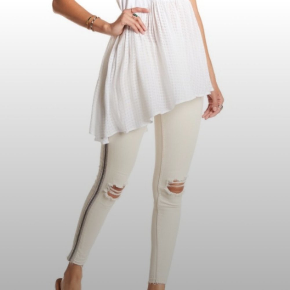 Free People Side Bead Embellished Skinny Jean